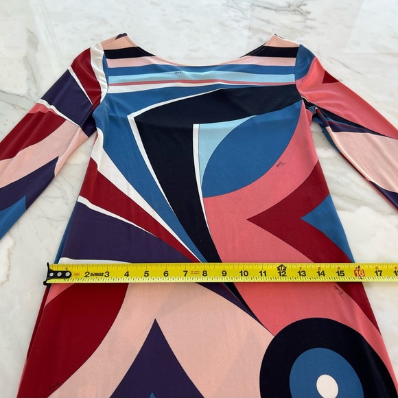 EMILIO PUCCI BLUE MULTI BACK BUCKLE DRESS SIZE IT 42 / US 8 - Picture 8 of 17